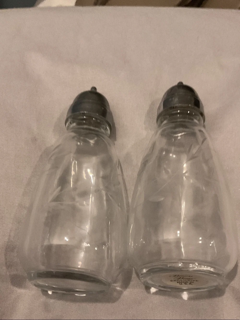 Princess House Clear Glass Salt and Pepper Shakers with Silver Tops